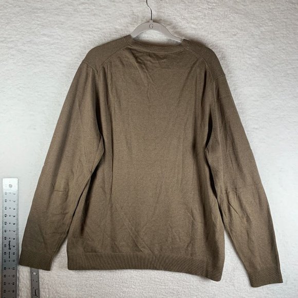 Eddie Bauer Sweater Men's Large Brown Cashmere V-Neck Long Sleeve Pullover 7292 - Picture 2 of 6